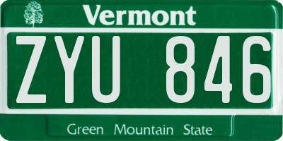 VT license plate ZYU846