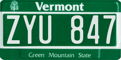 VT license plate ZYU847