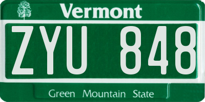 VT license plate ZYU848