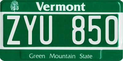 VT license plate ZYU850