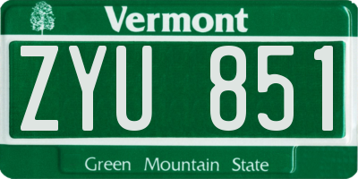 VT license plate ZYU851