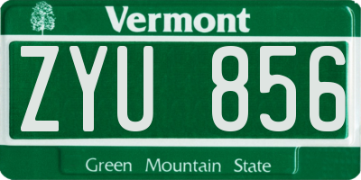 VT license plate ZYU856