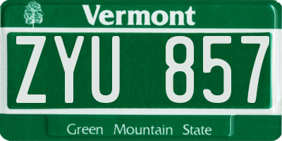 VT license plate ZYU857