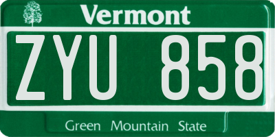 VT license plate ZYU858