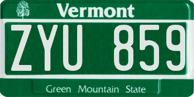 VT license plate ZYU859