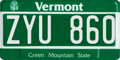 VT license plate ZYU860
