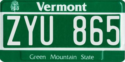 VT license plate ZYU865