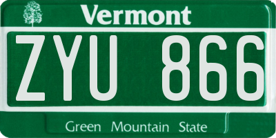 VT license plate ZYU866