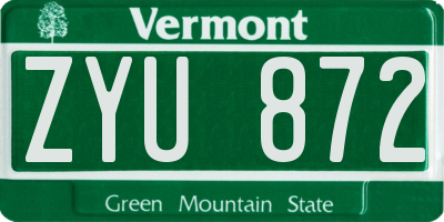 VT license plate ZYU872