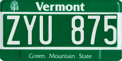 VT license plate ZYU875