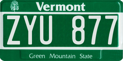 VT license plate ZYU877