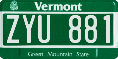 VT license plate ZYU881
