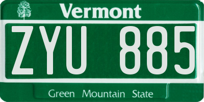 VT license plate ZYU885
