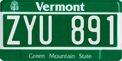 VT license plate ZYU891