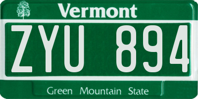 VT license plate ZYU894