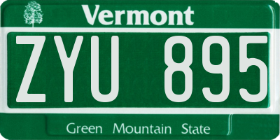 VT license plate ZYU895