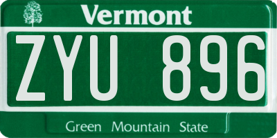 VT license plate ZYU896