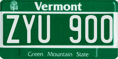 VT license plate ZYU900