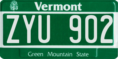 VT license plate ZYU902