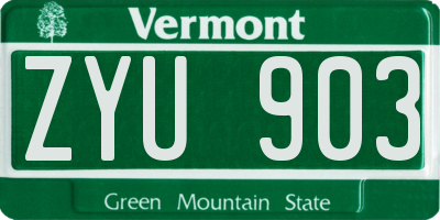 VT license plate ZYU903