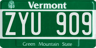 VT license plate ZYU909