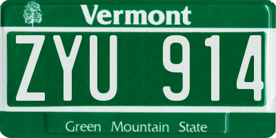 VT license plate ZYU914