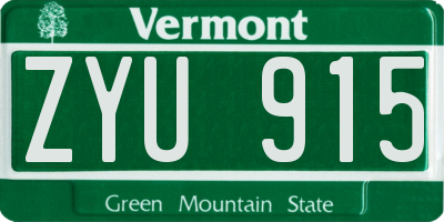 VT license plate ZYU915