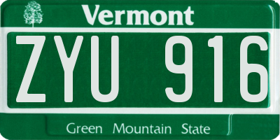 VT license plate ZYU916