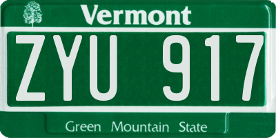 VT license plate ZYU917