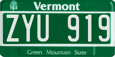 VT license plate ZYU919