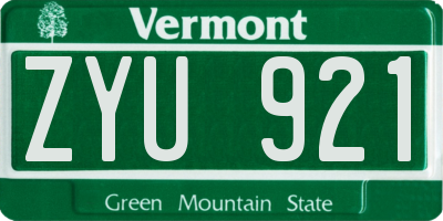 VT license plate ZYU921