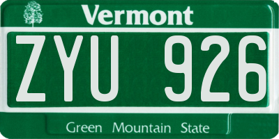 VT license plate ZYU926