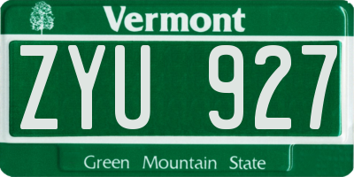 VT license plate ZYU927