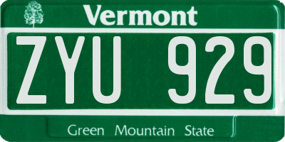 VT license plate ZYU929
