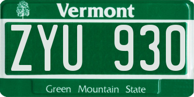 VT license plate ZYU930