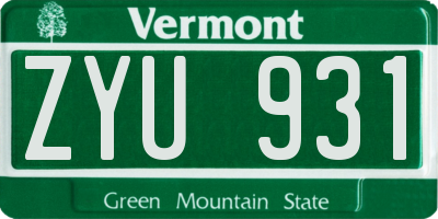 VT license plate ZYU931