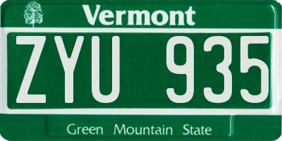 VT license plate ZYU935