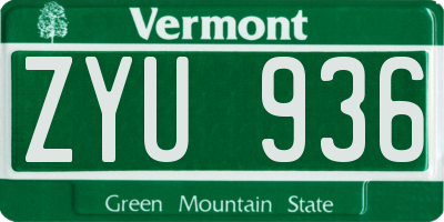 VT license plate ZYU936