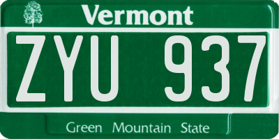 VT license plate ZYU937