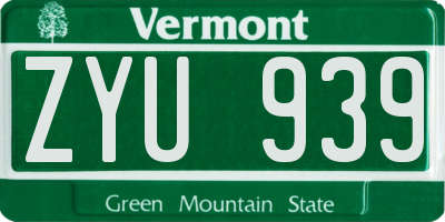 VT license plate ZYU939