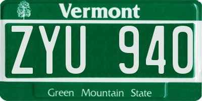 VT license plate ZYU940