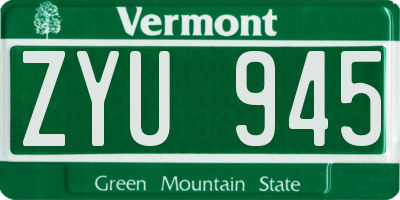 VT license plate ZYU945