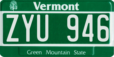 VT license plate ZYU946