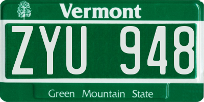 VT license plate ZYU948