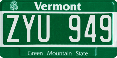 VT license plate ZYU949