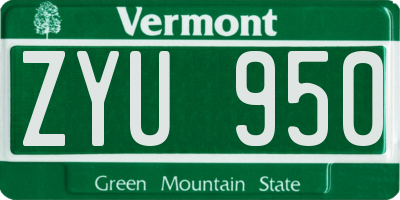 VT license plate ZYU950