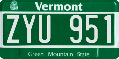 VT license plate ZYU951
