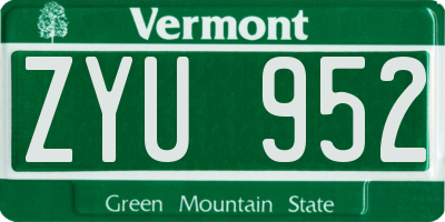 VT license plate ZYU952