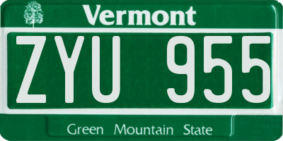 VT license plate ZYU955