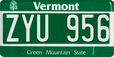 VT license plate ZYU956